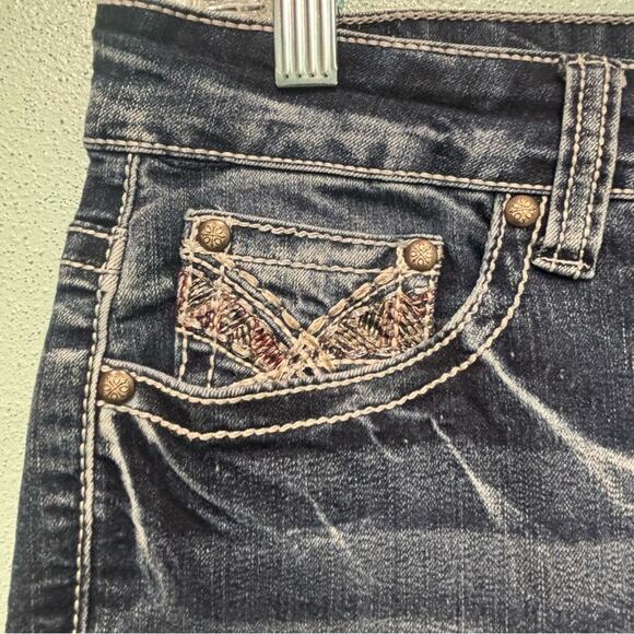 Love Indigo Blue Embellished Skinny Jeans with Stretch and Distressed Details - Picture 2 of 10